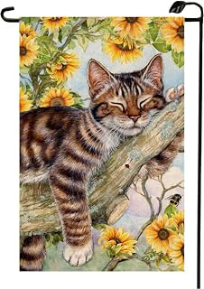 Cat Sunflower Summer Garden Flag 12x18 Inch Vertical Double Sided for Outside Yellow Seasonal Spring Farmhouse Holiday Burlap Yard Decoration: Fabric Sourcing and Quality Notes