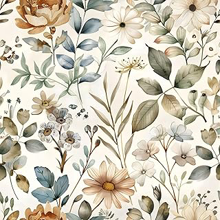Beige Floral Wallpaper Self Adhesive Peel and Stick Blooming Watercolor Vivid Botanical Leaf Contact Paper Removable Waterproof for Bedroom: Jacquard Weave and Production Notes