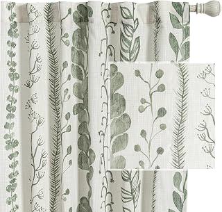 MEETSKY Sage Green Curtains 63 Inches Long Boho Curtains for Living Room Bedroom Semi-Sheer Linen Style Back Tab Drapes Light Filtering Leaf: Print Design and Production Notes