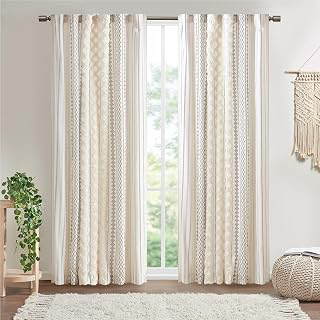 INK+IVY 100% Cotton Boho Window Curtain, Single Panel, 50x84 Ivory: Jacquard Weave and Production Notes