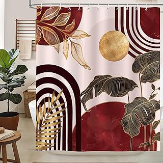 Boho Mid Century Abstract Leaf Shower Curtain Red 72X78Inch: Jacquard Weave and Production Notes