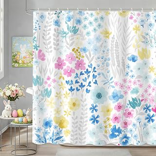 APROPHIC Floral Shower Curtain Pastel Watercolor Wildflower Bath Curtain: Print Design and Production Notes