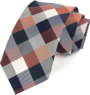 Men's Classic Checks Dark Blue Grey Jacquard Woven Silk Tie Necktie: Jacquard Weave and Production Notes