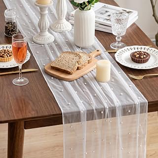 4 Pack Pearl Table Runner 30 x 120 Inch 10 Ft Tulle Fabric Lace Boho Glitter Tablecloth for Bridal Shower Birthday Wedding Party Decorations and: Fabric Sourcing and Quality Notes