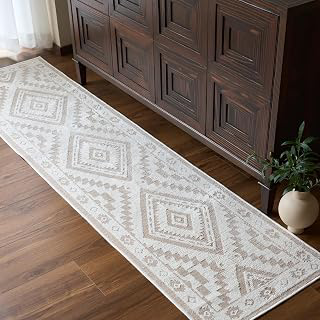 Moroccan Washable Runner Rug 2x8, Geometric Woven Area Rug, Farmhouse Boho Hallway Rug Runner, Non-Slip Soft Lightweight Throw Rug for Bedroom: Jacquard Weave and Production Notes