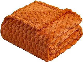 Vessia Flannel Fleece Throw Blanket(50x70 inch), 3D Jacquard Burnt Orange Fuzzy and Warm Blanket for Couch,Sofa,Bed,Chair, 300GSM Super Soft: Jacquard Weave and Production Notes