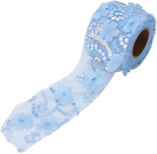 Sequined Tulle Fabric, Sparkling Glitter Polyester Roll 6cm x 10 Yards for Wedding Party Decorations Light Blue: Ombre Dyeing and Production Notes