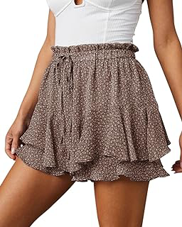Flowy Shorts for Women Casual Boho Floral Skorts Ruffle Mini Skirts Running Tennis Butterfly Chiffon Shorts: OEM Production and Sizing Notes
