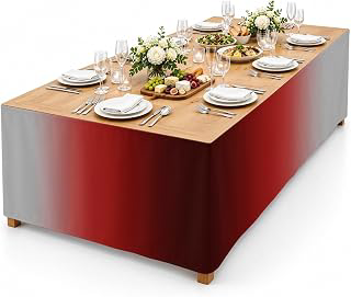 9Ft Table Skirt, Dark Red Grey Black Ombre Table Skirt for Rectangle Tables & Round Tables, Decorative Desk Skirts, Farmhouse Gradient: Ombre Dyeing and Production Notes