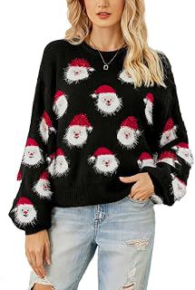 Women's Christmas Sweater Santa Claus Long Sleeve Pullover Sweatshirts 2023 Xmas Pattern Crew Neck Jacquard Knit Top: Jacquard Weave and Production Notes