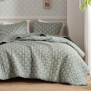 Madison Park Vintage Floral Quilt Set, 3PC Queen Reversible Bedding Set: Jacquard Weave and Production Notes