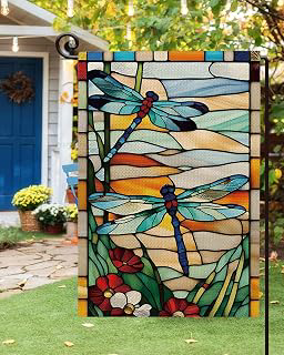 Dragonfly Garden Flag 12x18 Inch Double Sided, Glass Style Spring Summer Flowers Farmland Burlap Yard Lawn Outdoor Decor: Fabric Sourcing and Quality Notes