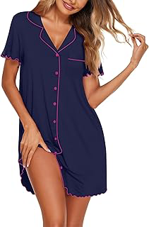 Ekouaer Nightgowns for Women Button Down Sleep Shirt Short Sleeve Sleepwear: OEM Production and Sizing Notes