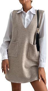 Women's Sleeveless Sweater Dress V Neck Fall Winter Overall Dress: OEM Production and Sizing Notes