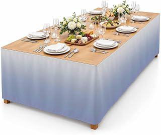 9Ft Table Skirt, Ombre Grey Blue Table Skirt for Rectangle Tables & Round Tables, Decorative Desk Skirts, Abstract Art Party Tablecovers Wedding: Ombre Dyeing and Production Notes