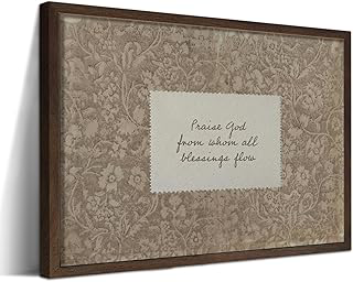Vintage Christian Framed Wall Art, Praise God from Whom All Blessings Flow Scripture Prints for Living Room, Floral Religious Poster in Wood: Print Design and Production Notes