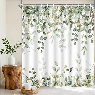 Sage Green Eucalyptus Leaves Shower Curtain, Watercolor Plants Foliage Floral Bathroom Curtains, Cottagecore Waterproof Botanical Fabric Cloth: Print Design and Production Notes