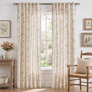 jinchan Linen Curtains 84 inch Taupe Floral Farmhouse Rod Pocket 2 Panels: Print Design and Production Notes