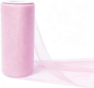 Hoyiie 6 Inch × 25 Yards Light Pink Tulle Fabric Ribbon Spool for Tutu Skirt DIY Craft Gift Wrapping Wedding Party Decoration: Ombre Dyeing and Production Notes