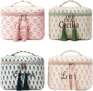 Personalized Quilted Makeup Bag with Tassel, Floral Print: Print Design and Production Notes