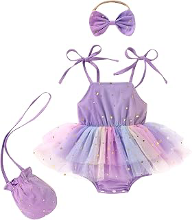 Baby Girl Princess Tulle Dress Adjustable Tie Strap Double Layered Puffy Outfits with Bag for Infant Girls 0-18M: Ombre Dyeing and Production Notes