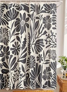 RoomTalks Black Vintage Floral Faux Linen Shower Curtain Extra Long 78 Inch - 210GSM Heavy Duty Modern Farmhouse Country Rustic Matisse Plants: Jacquard Weave and Production Notes