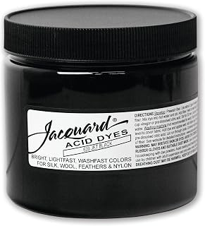 Jacquard Acid Dye 8oz Jar Jet Black - Acid Dye for Wool, Silk, Alpaca, Feathers, Cosplay Wigs and Nylon - Powder Wool Dye for Full Coverage: Jacquard Weave and Production Notes