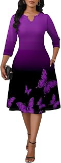 Midi Dresses for Women Casual 3/4 Sleeve Flowy Church Dress: Ombre Dyeing and Production Notes