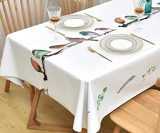 Wipeable Waterproof Tablecloth Vinyl Tablecloths for Rectangle Tables Heavy Duty PVC Tablecloth for Kitchen Dining Table(Birds, 54'' x 54''): Fabric Sourcing and Quality Notes