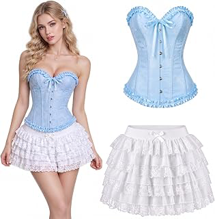 2 Pack Light Blue Corset Top and White Bloomer Skirt for Women: Jacquard Weave and Production Notes