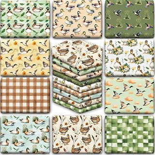Whaline 10Pcs Mallard Duck Cotton Fabric Bundles Fat Quarters Watercolor Cute Duck Quilting Patchwork for Birthday Baby Shower DIY Sewing Craft: Fabric Sourcing and Quality Notes