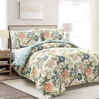 Lush Decor Sydney Reversible 100% Cotton Duvet Cover Set, 3 Piece Set, Full/ Queen, Green & Blue - Queen Bedding Set - Vintage, Cottage: Jacquard Weave and Production Notes