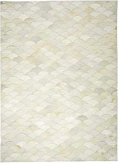 100% Leather Jacquard Hand Made Cowhide Patchwork Area Rugs Carpet Color Ivory MC121 (9'SQ, Ivory): Jacquard Weave and Production Notes