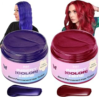INH Hair Dye Set - Amethyst Dark Purple & Ruby Red Semi Permanent Hair Color Duo, Vegan Color Depositing Conditioner, Ammonia & Sulfate-Free, No: Ombre Dyeing and Production Notes