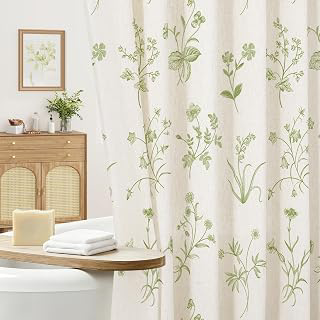 MitoVilla Sage Boho Linen Shower Curtain - Floral Farmhouse Curtain 72x72: Print Design and Production Notes