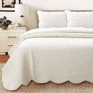 Cozy Line Home Fashions 100% Cotton Medallion Off White Matelasse Embossed Bedding Quilt Set, Reversible Lightweight Bedspread, Coverlet for All: Jacquard Weave and Production Notes