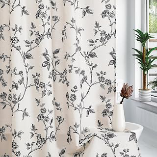 MitoVilla Black Cotton Floral Shower Curtain for Bathroom, 72 x 72: Jacquard Weave and Production Notes