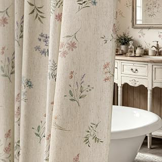 BTTN Farmhouse Vintage Floral French Country Linen Shower Curtain Set 72x72: Print Design and Production Notes