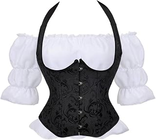 Costume Renaissance Underbust Corset with Strap and Shirt Blouse Plus Size Top Lace up Jacquard Floral: Jacquard Weave and Production Notes