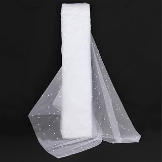 White Tulle Fabric 4 Yards Pearl Beaded Tulle by The Yard for DIY Wedding Dress Half Skirt Party Tablecloth Decor: Fabric Sourcing and Quality Notes