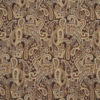 Brown and Brass Woven Paisley Upholstery Fabric by The Yard - SKU: Sharon Canyon: Jacquard Weave and Production Notes