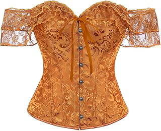 Womens Gothic Jacquard Off Shoulder Lace Button Corset Bustier: Jacquard Weave and Production Notes