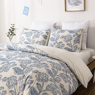 meadow park Floral Cotton Duvet Cover Queen Size Bedding Set Soft Textured Comfy Breathable Jacquard Comforter Duvet Cover with 2 Pillow Shams: Jacquard Weave and Production Notes