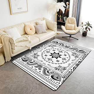 Castle Fairy Jacquard Paisley Decorative Carpet Area Rug,Floral Border Motif Living Room Rugs for Bedroom Indian Style Area Rug Black White: Jacquard Weave and Production Notes