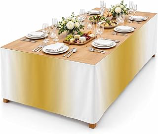 9Ft Table Skirt, Yellow Ombre Table Skirt for Rectangle Tables & Round Tables, Decorative Desk Skirts, Farmhouse Modern Abstract Art Party: Ombre Dyeing and Production Notes