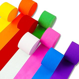 PartyWoo Rainbow Crepe Paper Streamers 8pcs 656 FT Rainbow Streamers: Ombre Dyeing and Production Notes