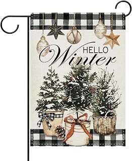 Dyrenson Hello Winter Pine Tree Decorative Garden Flag, Black White Buffalo: Fabric Sourcing and Quality Notes