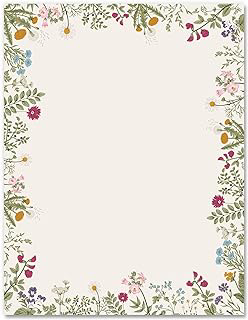 JarThenaAMCS 60 Pcs Vintage Floral Stationery Letterhead Paper Summer Retro Wildflower Writing Paper Decor for Notes Greeting Cards Wedding: Print Design and Production Notes