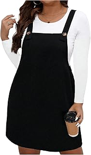 Women's Plus Size Corduroy Short Pinafore Overall Dress with Pocket: OEM Production and Sizing Notes