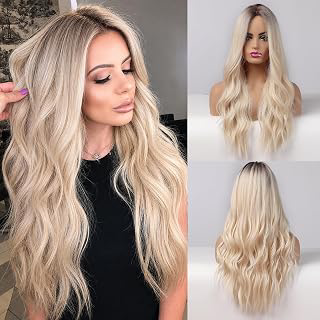 Esmee Long Wavy Natuaral Synthetic Blonde Ombre Wig for Women- 26IN: Ombre Dyeing and Production Notes
